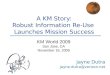 A KM Story: Robust Information Re-Use Launches Mission Success Jayne Dutra KM World 2009 San Jose, CA November 18, 2009