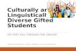 Culturally and Linguistically Diverse Gifted Students DO THEY FALL THROUGH THE CRACKS? Reference: Edwards L., Flynt P., Knight S., Lay R., & Stockman D