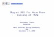 Magnet R&D for Muon Beam Cooling at FNAL Alexander Zlobin Fermilab Muon Collider Design Workshop, BNL December 1-3, 2009