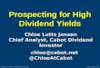 Cabot Investors Conference 2014 Prospecting for High Dividend Yields Chloe Lutts Jensen Chief Analyst, Cabot Dividend Investor