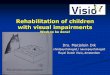 Drs. Marjolein Dik childpsychologist / neuropsychologist Royal Dutch Visio, Amsterdam Rehabilitation of children with visual impairments Work to be done!