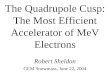 The Quadrupole Cusp: The Most Efficient Accelerator of MeV Electrons Robert Sheldon GEM Snowmass, June 22, 2004