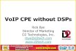 VoIP CPE without DSPs Rick Bye Director of Marketing D2 Technologies, Inc
