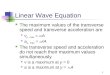 1 Linear Wave Equation The maximum values of the transverse speed and transverse acceleration are v y, max =  A a y, max =  2 A The transverse speed