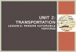UNIT 2: TRANSPORTATION LESSON 6: MODERN AUTOMOBILE FEATURES