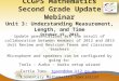 CCGPS Mathematics Second Grade Update Webinar Unit 3: Understanding Measurement, Length, and Time October 15, 2013 Update presentations are the result