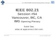 21-13-0010-00-0000-Session#54-Opening_Plenary_Notes.ppt IEEE 802.21 Session #54 Vancouver, BC, CA WG Opening Plenary Subir Das, Chair 802.21 WG Subir Das