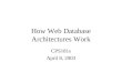 How Web Database Architectures Work CPS181s April 8, 2003