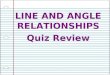 LINE AND ANGLE RELATIONSHIPS Quiz Review. TYPES OF ANGLES Acute Angles have measures less than 90. Right Angles have measures equal to 90. Obtuse Angles