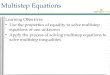 Multistep Equations Learning Objectives