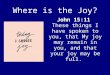 Where is the Joy? John 15:11 These things I have spoken to you, that My joy may remain in you, and that your joy may be full