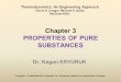 Chapter 3 PROPERTIES OF PURE SUBSTANCES Dr. Kagan ERYURUK Copyright  The McGraw-Hill Companies, Inc. Permission required for reproduction or display