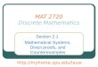 MAT 2720 Discrete Mathematics Section 2.1 Mathematical Systems, Direct proofs, and Counterexamples