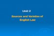 Unit 2 Sources and Varieties of English Law. English law  Which country does English refer to? England + Wales + Scotland = Great Britain England +