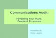 Communications Audit: Perfecting Your Plans, People & Processes Presented by: Cindy Lawson