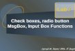MsgBox, Input Box Functions Check boxes, radio button MsgBox, Input Box Functions Lab 3 3 Ismail M.…