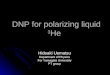 DNP for polarizing liquid 3 He DNP for polarizing liquid 3 He Hideaki Uematsu Department of Physics…