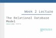 Week 2 Lecture The Relational Database Model Samuel ConnSamuel Conn, Faculty Suggestions for using the…