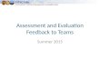 Assessment and Evaluation Feedback to Teams Summer 2015