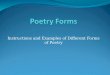 Instructions and Examples of Different Forms of Poetry