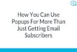 How to use pop-ups