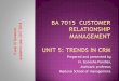Customer Relationship Management unit 5 trends in crm