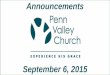 Penn Valley Church Announcements 9 6-15