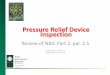 Pressure Relief Device Inspection - dir.ca.gov · PDF filePressure Relief Device Inspection Review of NBIC Part 2, ... or pressure vessel ... design temperature