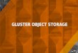 GLUSTER OBJECT STORAGE - Digital Preservation .of GlusterFS Volumes OBJECT ACCESS BUILT UPON OpenStackâ€™s Swift object storage system BACK-END FILE SYSTEM for OpenStack Swift