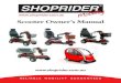 SHOPRIDER SCOOTER MANUAL - · PDF fileUser Manual Contents INTRODUCTION SCOOTER FEATURE SAFETY EMI WARNINGS ADJUSTMENTS & He.t 8) Wdth 12) SCOOTER TILLER CONTROLS swath Switch Switch