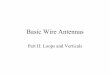 Basic Wire Antennas - · PDF fileBasic Wire Antennas Part II: Loops and Verticals. Loop Fundamentals • A loop antenna is composed of a single loop of wire, greater than a half wavelength