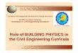 Role of BUILDING PHYSICS in the Civil Engineering · PDF fileRole of BUILDING PHYSICS in the Civil Engineering Curricula Dept . of ... The Building Physics Group has an ongoing research