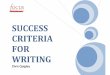 SUCCESS CRITERIA FOR WRITING - Warm welcomehargate.sandwell.sch.uk/.../SUCCESS_CRITERIA_FOR_WRITING.pdf · Introduction Success criteria help children to understand what you are looking
