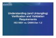 Understanding (and Untangling) Verification and Understanding (and Untangling) Verification and Validation Requirements ISO 9001 vs. CMMI-Dev 1.2. ... How ISO 9000 Explains It · 2007-2-8