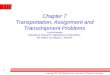 Transportation, Assignment and Transshipment problemsben-israel.rutgers.edu/295-05/PP-Chapter-07.ppt · PPT file · Web viewChapter 7 Transportation, Assignment and Transshipment