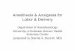 Anesthesia & Analgesia for Labor & · PDF fileAnesthesia & Analgesia for Labor & Delivery Department of Anesthesiology University of Colorado Denver Health ... UCHSCLD.ppt Author: