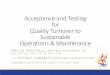 Acceptance and Testing for Quality Turnover to · PDF fileAcceptance and Testing for Quality Turnover to Sustainable Operations & Maintenance ... ACCEPTANCE Specification Checklist