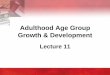 Adulthood Age Group Growth & Developmentweb2.aabu.edu.jo/tool/course_file/lec_notes/1001242_Adulthood Age... · Adulthood Age Group Growth & Development Lecture 11 . ... the weight