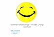 Summary of Learnings – Health, Energy and · PDF fileSummary of Learnings – Health, Energy and Fuel Peter K. Campbell Research Scientist ... • GEET – Paul Pantone, confirmed