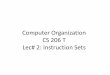 Computer Organization CS 206 T Lec# 2: Instruction Sets · PDF fileTopics •What is an instruction set •Elements of instruction •Instruction Format •Instruction types •Types