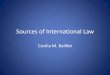 Sources of International Law - · PDF fileSources of International Law •1. Treaties and conventions- Nuclear Test Ban Treaty •2. International Custom- prohibition of crimes against