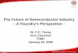 The future of semiconductor industry - a foundry's · PDF fileThe Future of Semiconductor Industry – A Foundry's ... Silicon proven design methodologies for TSMC IP and ... The future