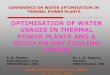 OPTIMISATION OF WATER USAGES IN THERMAL  · PDF fileAsh pond water recovery expected to be ... Terminal temperature difference (TTD) is ... Wet cooling:NDCT IDCT