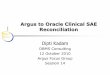 Argus to Oracle Clinical SAE  · PDF fileDipti Kadam DBMS Consulting 12 October 2010 Argus Focus Group Session 14 Argus to Oracle Clinical SAE Reconciliation