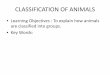 CLASSIFICATION OF ANIMALS - · PDF fileCLASSIFICATION OF ANIMALS ... lay eggs (in water) lungs . lungs . lungs . gills . ... The basic unit of classification is _____. Title: Slide