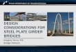 Design Considerations for Steel Plate Girder Bridges July 27, 2017Bridge Webinar July 2017 DESIGN CONSIDERATIONS FOR STEEL PLATE GIRDER BRIDGES . Gregory Turco, P.E. Bridge Division