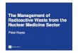 The Management of Radioactive Waste from the Nuclear ... · PDF filePeter Hayes The Management of Radioactive Waste from the Nuclear Medicine Sector