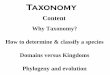 Why Taxonomy? How to determine & classify a species ... · PDF fileHow to determine & classify a species. Domains versus ... – collection of organisms that share the same ... Techniques