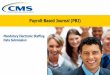 Payroll-Based Journal (PBJ) Executives Training Institute, Version 1.0.0 Session: CMS Updates 2 Electronic submission of Payroll-Based Staffing Information •Section 6106 of …