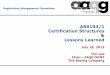 AS9104/1 Certification Structures Lessons Learned - · PDF file · 2013-07-17AS9104/1 Certification Structures & Lessons Learned July 18, 2013 Tim Lee ... One address. All sites shall